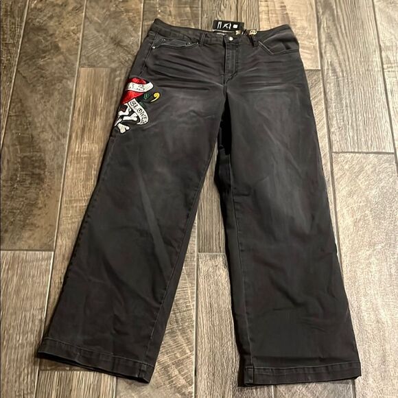 NWT Ed Hardy Black Flare Wide Leg Jeans